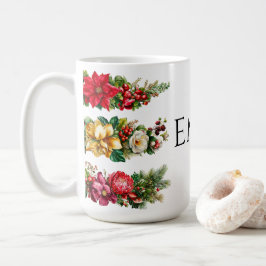 Vintage julblommor och bär akvarellklipp kaffemugg