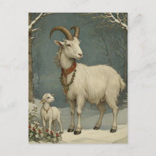 Vintage julbock, Glad julkort Helg Vykort