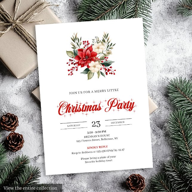 Vintage julbukett Vattenfärg jul  Inbjudningar (Vintage Christmas Bouquet Watercolor christmas invitation

)