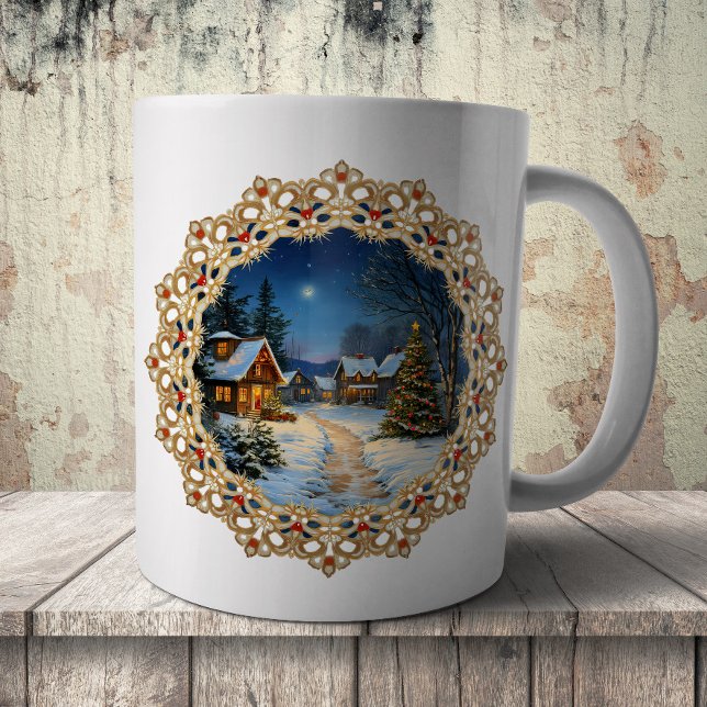 Vintage julby Doily Kaffemugg (Skapare uppladdad)