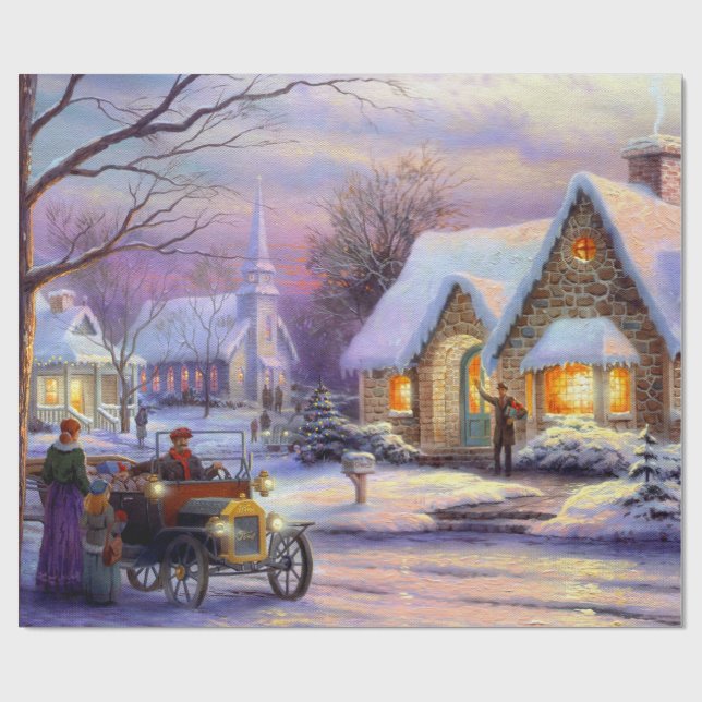 Vintage julby presentpapper (Platt)