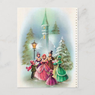 Vintage julChurch Carolers Helgdag vykort