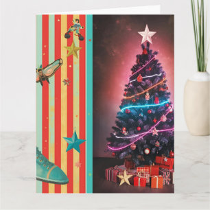 Vintage julcollagedesign kort
