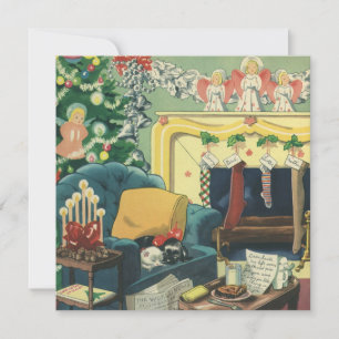 Vintage juldjur i vardagsrum Invitation Inbjudningar