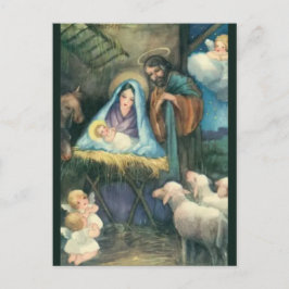 Vintage Julen Nativity Vykort