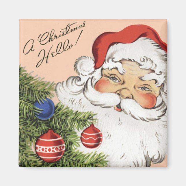 Vintage Julens Hej! Jolly Jultomten Magnet (Framsidan)