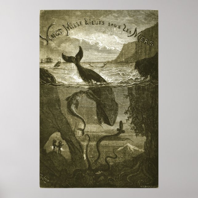 Vintage Jules Verne 20,000 Sjölagar... Poster (Framsidan)