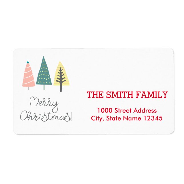 Vintage juletikett Träd Helgdag Fraktsedel (Framsidan)