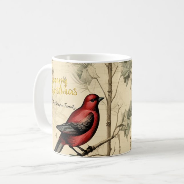 Vintage julfåglar julbär kaffemugg (Framsida vänster)