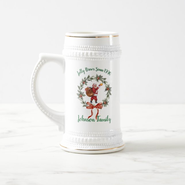 Vintage julfarbror som dricker öl  sejdel (Vänster)