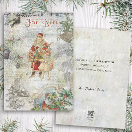 Vintage julfarfar i snöcollage julkort