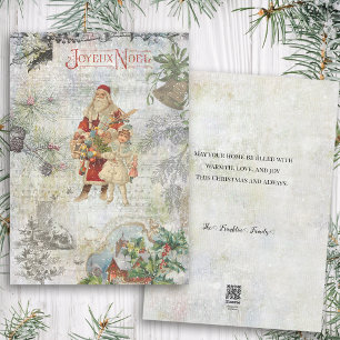 Vintage julfarfar i snöcollage julkort