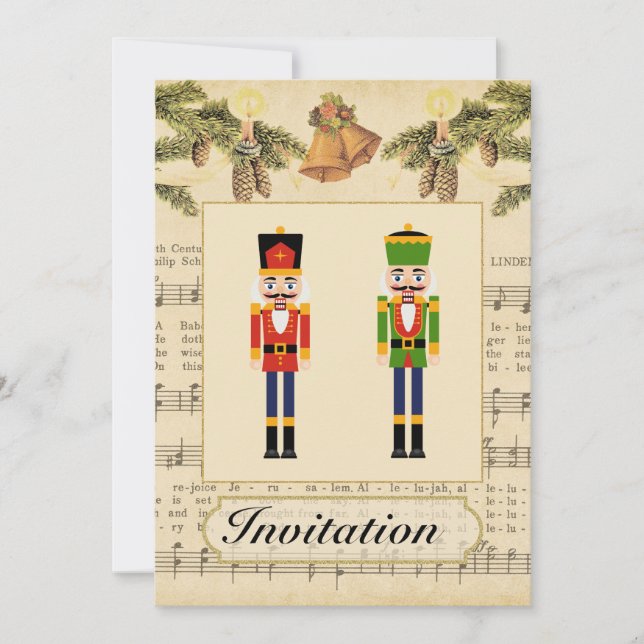 Vintage-julfest-inbjudan med jul inbjudningar (Framsida)