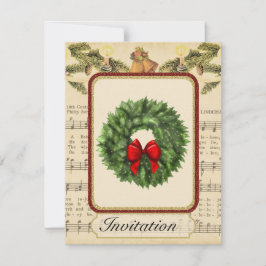 Vintage-julfest-inbjudan med jul inbjudningar