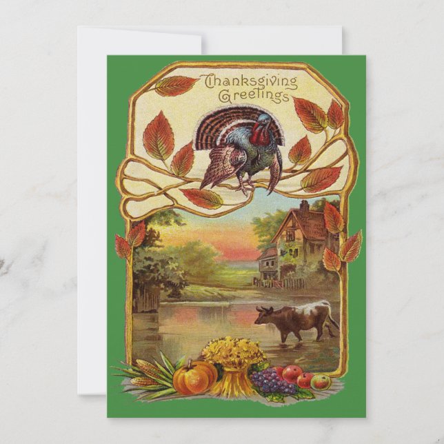 Vintage Julfesthälsningar, Höst Julkort (Framsida)