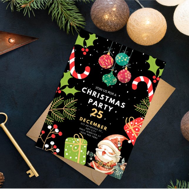 Vintage julfestinladan, julafton  inbjudningar (Skapare uppladdad)