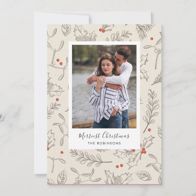 Vintage julfirande fotokort julkort (Framsida)