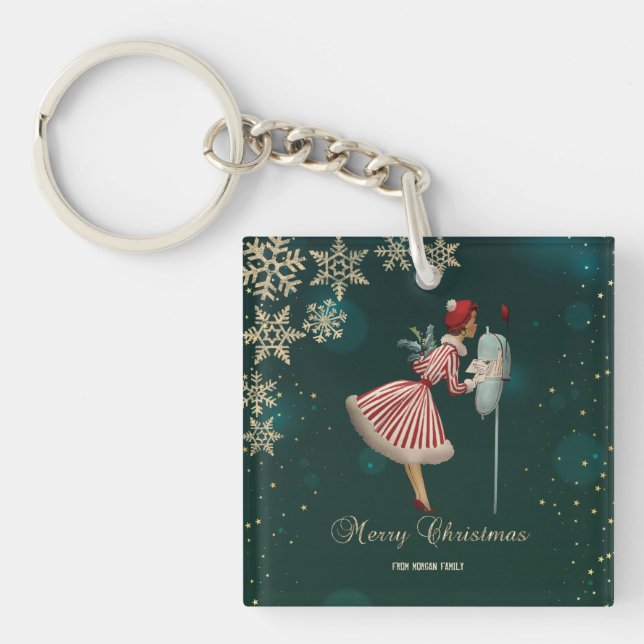 Vintage julflicka, Snöflingor (Framsidan)