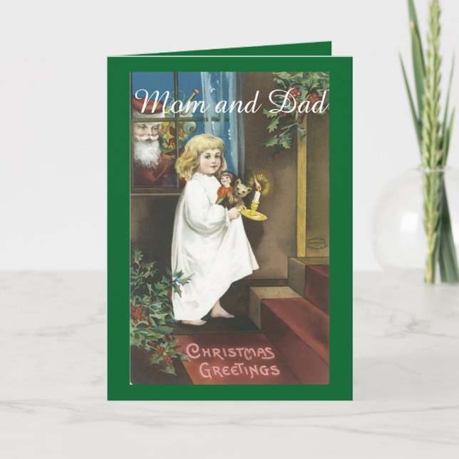 Vintage-julföräldrar Helgkort (Framsida)