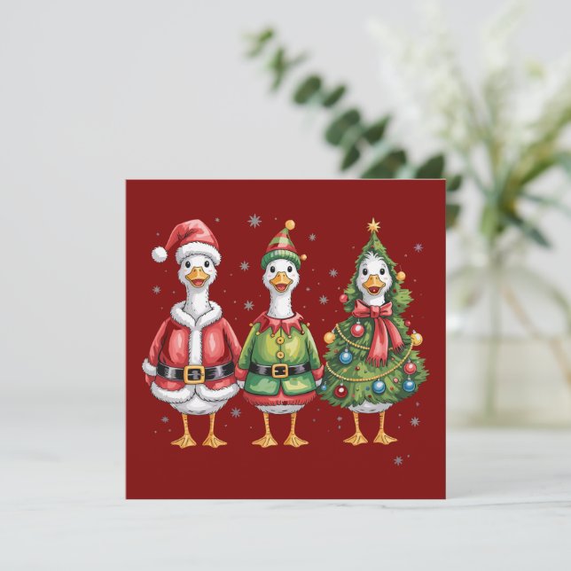 Vintage julgås Santa Duck Silly Goose Julkort (Stående Fram)