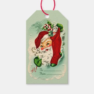Vintage Julgavva till Tomte Presentetikett