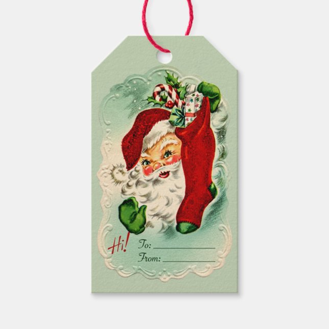 Vintage Julgavva till Tomte Presentetikett (Framsidan)
