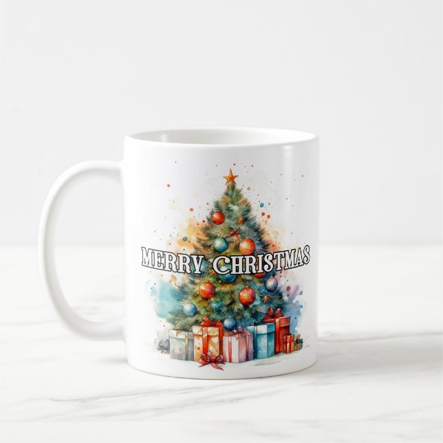 Vintage Julglad Julgran Kaffemugg (Vänster)