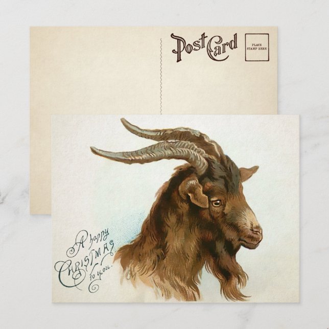 Vintage julgoat vykort (Fram/baksida)