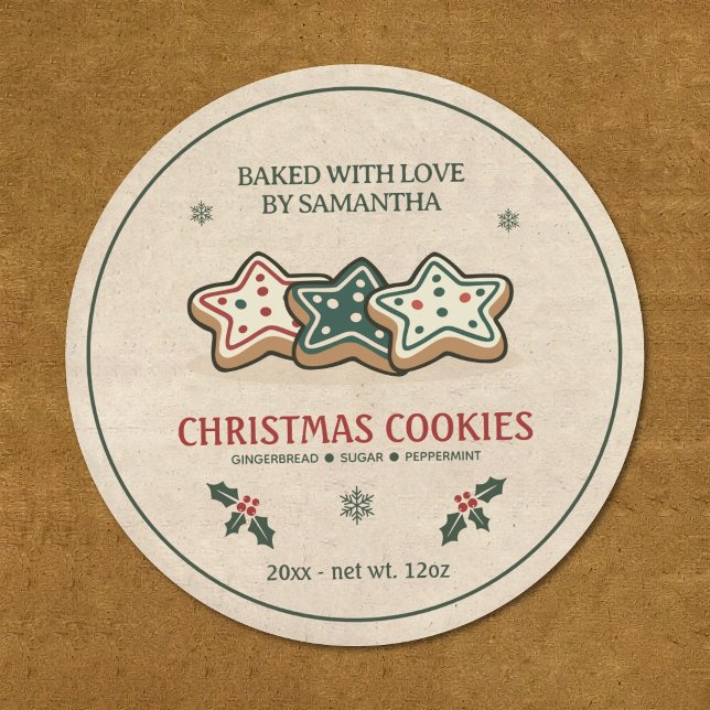 Vintage julgodis etikett dekal (Vintage Christmas Cookies Label Sticker)