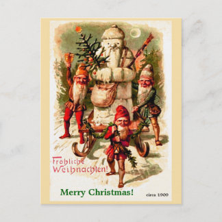 Vintage: Julgrädden i Tyskland och Santa Snögubbe Helg Vykort