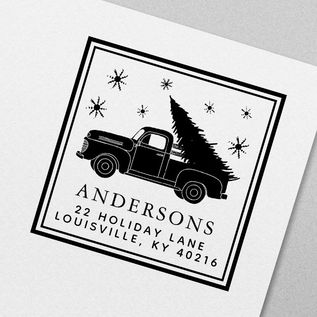 Vintage Julgran Adress vid Helgdag Självfärgande Stämpel (Skapare uppladdad)