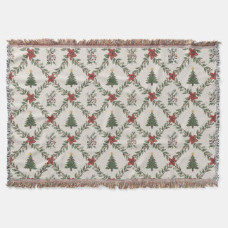 Vintage julgran blomsterkrans röd grön filt