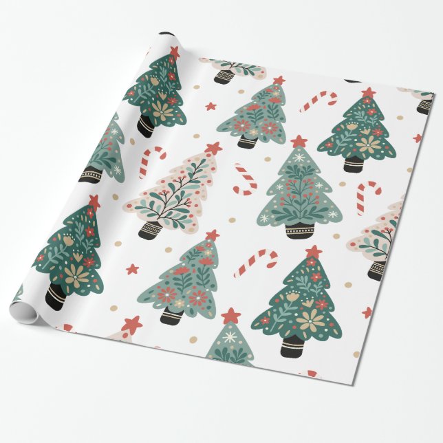 Vintage julgran inpapperspapper presentpapper (Utrullad)