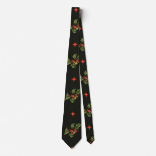 Vintage julgran med blad och stjärnor mönster slips