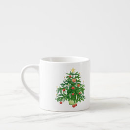Vintage julgran med en stjärna & hjärtkakor espressomugg