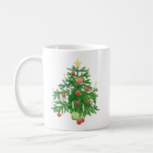 Vintage julgran med en stjärna & hjärtkakor kaffemugg