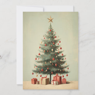 Vintage Julgran Platt Julkort