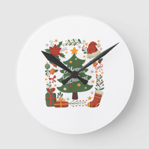 Vintage julgran Santa hatt 80-tal 90-tal God Jul Rund Klocka