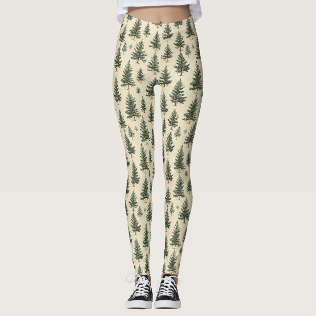 Vintage julgranmönster (3) leggings (Framsida)
