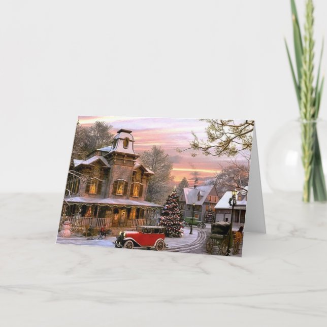 Vintage-julgrannskap Helgkort (Framsida)