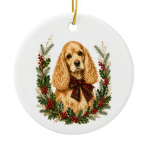 Vintage julgranskula med röd Cocker Spaniel