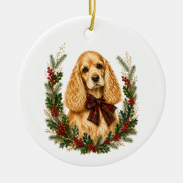 Vintage julgranskula med röd Cocker Spaniel