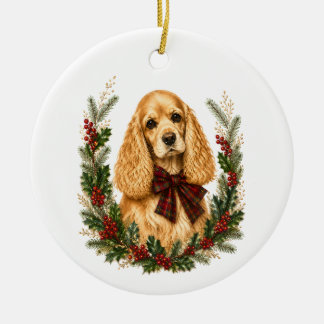 Vintage julgranskula med röd Cocker Spaniel