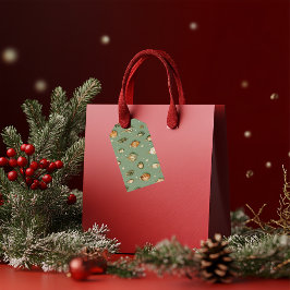 Vintage julgransornament mönster grönt presentetikett
