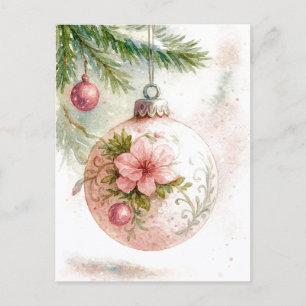 Vintage julgransprydnad i blomsterutförande - post helg vykort