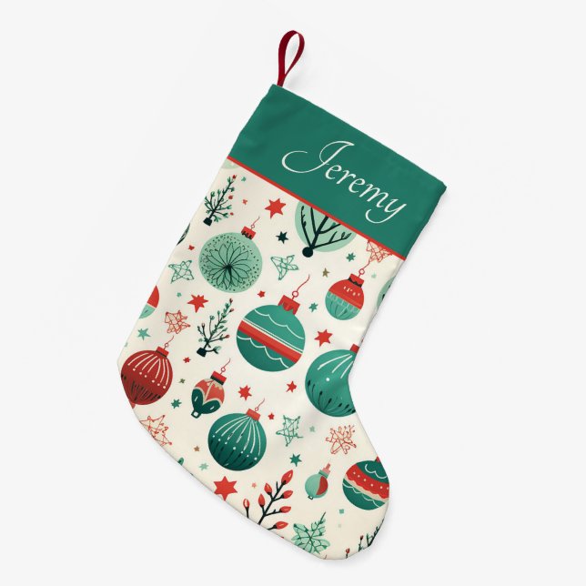 Vintage Julgransprydnader Mönster Retro Jul Liten Julstrumpa (Framsidan (Hängande))
