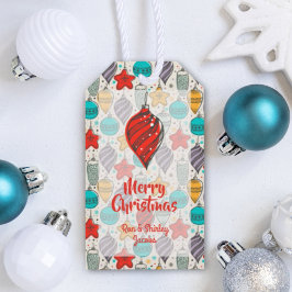 Vintage julgransprydnader Semester Presentetikett
