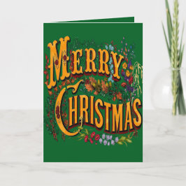 Vintage julhälsning glad jul firande gratulationer helgkort