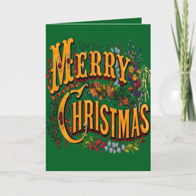 Vintage julhälsning glad jul firande gratulationer helgkort (Framsida)