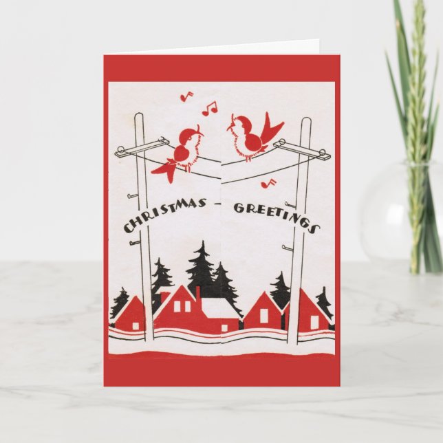 Vintage - Julhälsningar i fågelSjungan. Helgkort (Framsida)